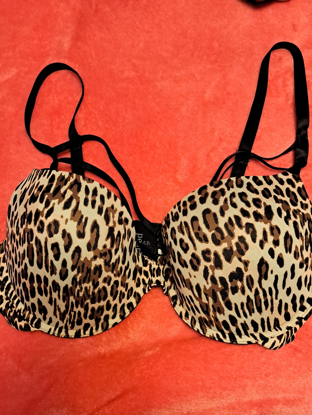VENUS Leopard Print Bra with Black Straps NWOT